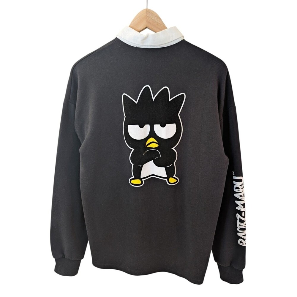 Sanrio x Forever 21 Badtz Maru Women's Long Sleeve Rugby Shirt Black Small